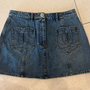 CHANEL Blue Denim Mini Skirt